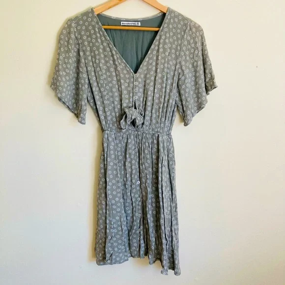 Women’s Abercrombie & Fitch Olive Green Floral Mini Dress - Picture 1 of 8